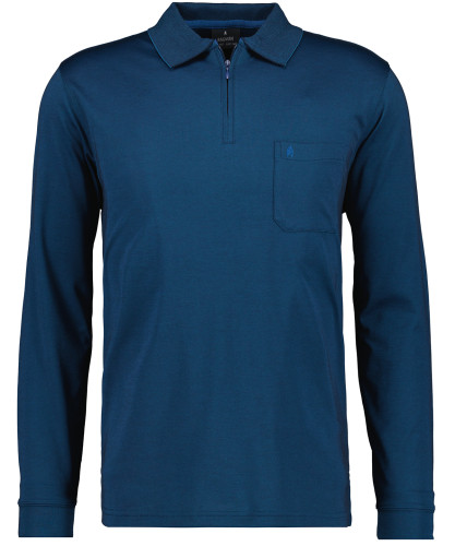Softknit-Poloshirt Langarm mit Zip Dunkelblau-793