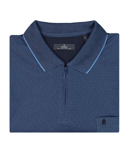 Softknit Poloshirt mit Minimal-Dessin und RV 