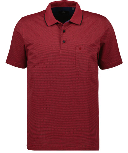 Softknit-Polo with minimal design and stripes Red-640