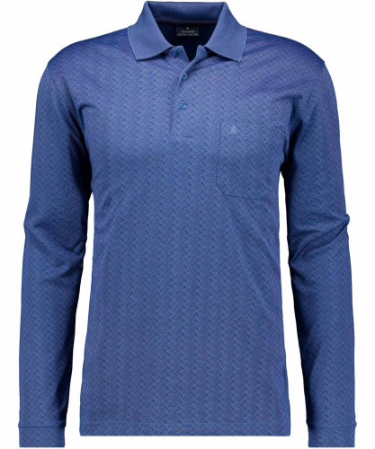 Poloshirt Jacquard Blau-Melange-765