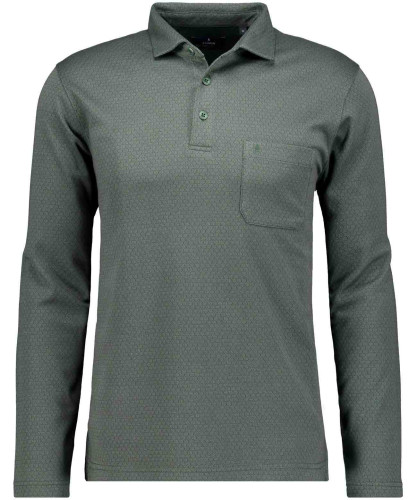 Softknit-Poloshirt Jacquard, Velvet Touch Moosgrün-318