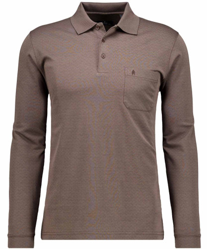 Softknit-Poloshirt Jacquard, Langarm Mokka-083