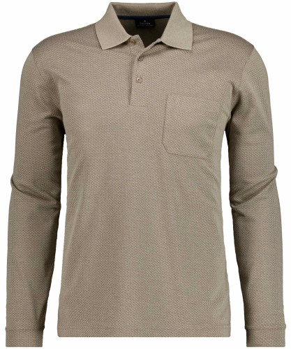 Softknit poloshirt Jacquard, long sleeve Brown-847