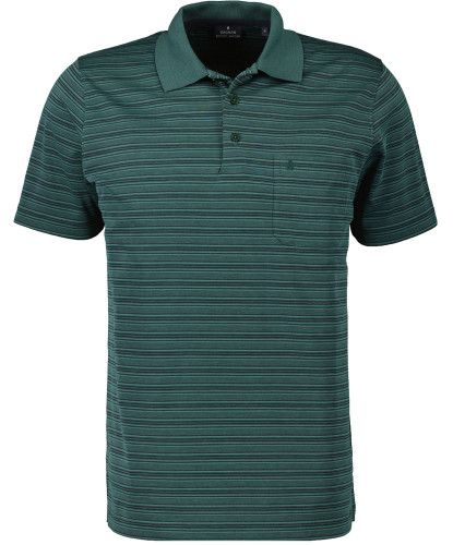 Softknitpolo with stripes and chest pocket 