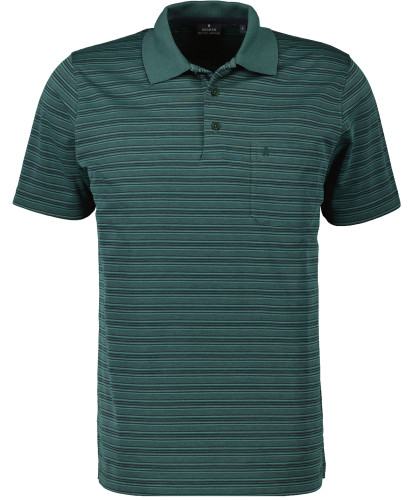 Softknitpolo with stripes and chest pocket 