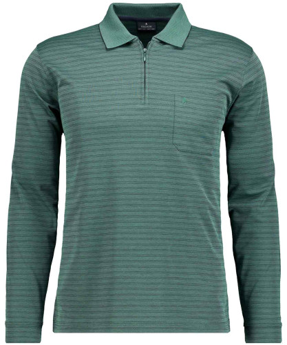 Fineliner-Poloshirt mit Reissverschluss, Langarm Moosgrün-318