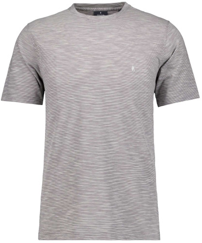 Softknit T-Shirt striped, round neck Grey-melange-012
