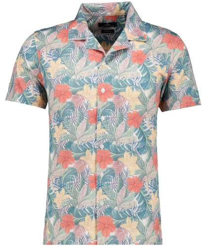 Softknit-Hemd mit Tropical-Print, kurzarm Blumen