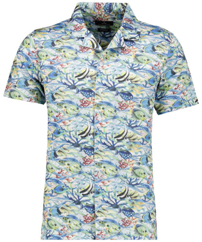 Softknit-Hemd mit Tropical-Print, kurzarm 