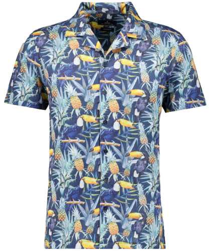 Softknit-Hemd mit Tropical-Print, kurzarm 