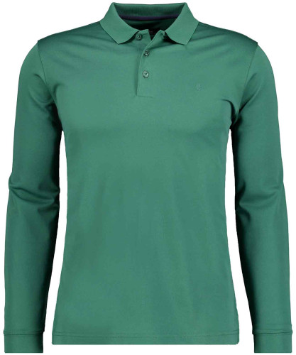 Softknitpolo langarm "Modern Fit" Blaugrau-074