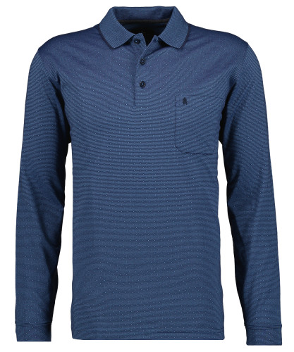 Polo longsleeve with dots  Navy-070