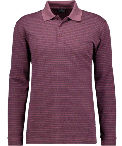 Softknit-Polo Jacquard, Langarm Weinrot-061