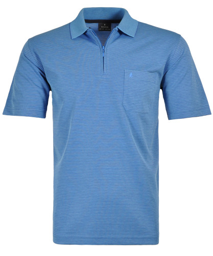 Softknit-Polo with zip and fine stripes 