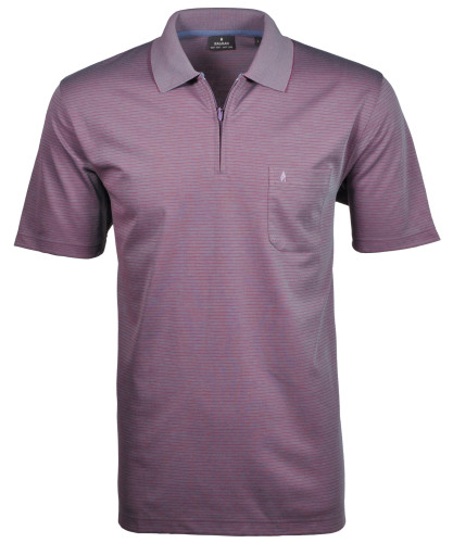 Softknit-Polo with zip and fine stripes 