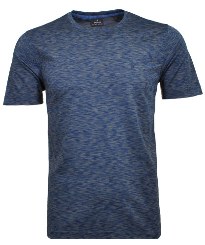 Softknit-T-Shirt mit Rundhals und Flamm-Optik Blau-Melange-707