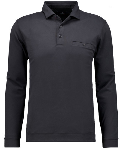 Softknit-Poloshirt mit Kent-Kragen und Bund, Langarm 