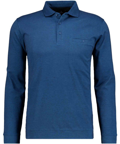 Softknit-Poloshirt mit Bund, Velvet Touch Dunkelblau-793