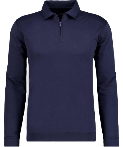 Softknit polo with zip, velvet touch Navy-070