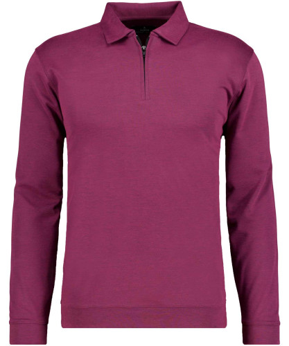 Softknit polo with zip, velvet touch Berry-620