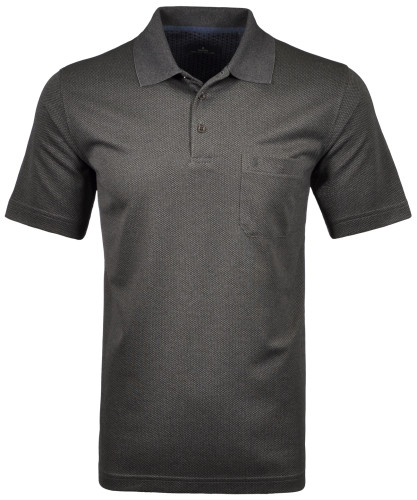LONG & TALL Softknit-Polo "Fischernetz" Grau-Melange-194