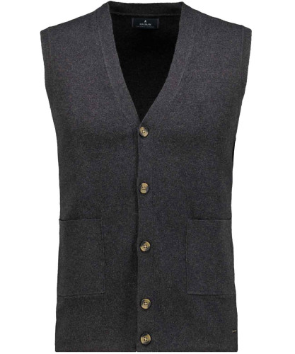 Knitted vest with pockets, cotton-cashmere Anthracite-019