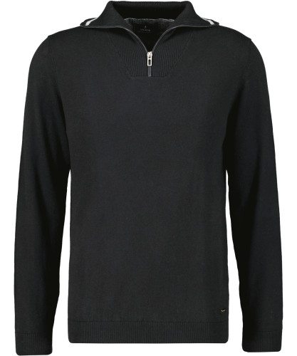 RAGMAN Strickpullover mit Stehkragen und Zip Schwarz-009