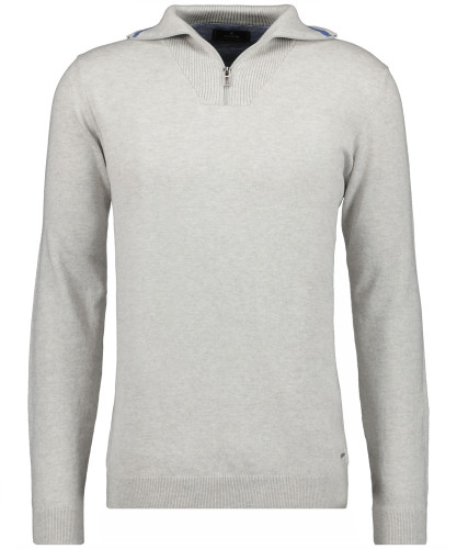 RAGMAN Strickpullover mit Stehkragen und Zip Hellgrau-013