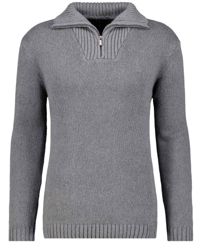 Strickpullover Troyer-Kragen, Baumwolle/Kaschmir Anthrazit-019