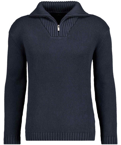 Knitted pullover with troyer collar, cotton/cashmere Anthracite-019