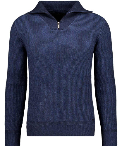 Strickpullover mit Troyer-Kragen, bicolour 