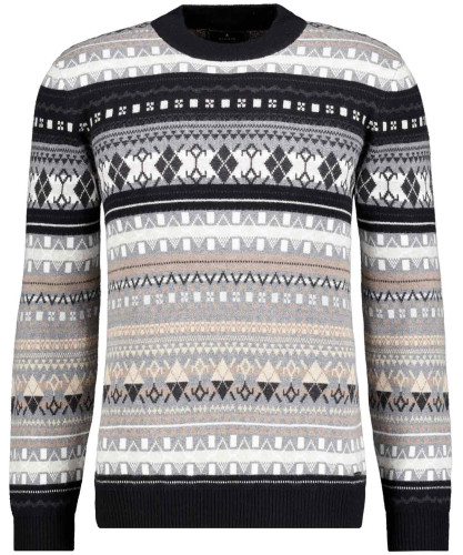 Strickpullover Jacquard, Baumwolle/Kaschmir Schwarz-009