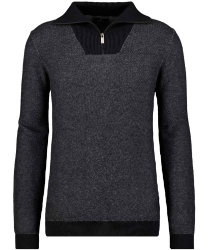 Knitted pullover with troyer collar, cotton/cashmere 