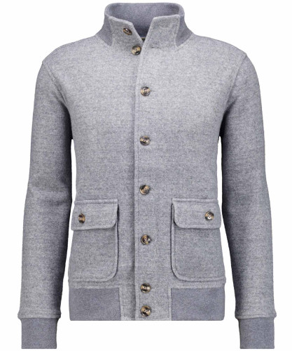 Cardigan mit Stehkragen, "Boiled wool" Anthrazit-019