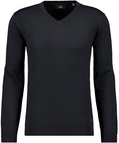 Merino-Strickpullover, V-Ausschnitt Schwarz-009