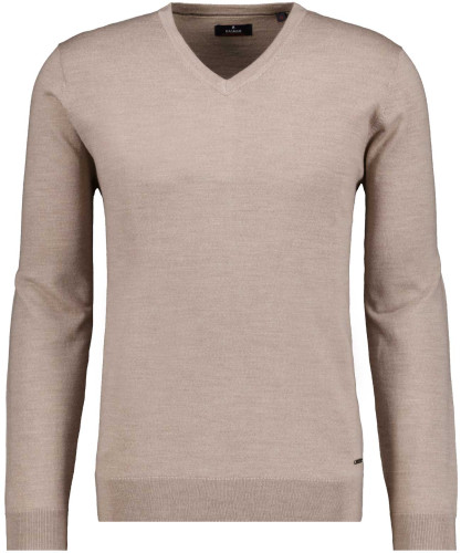 Knitted sweater merino wool, V-neck Beige-082