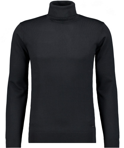 Knitted sweater merino wool, roll neck Black-009