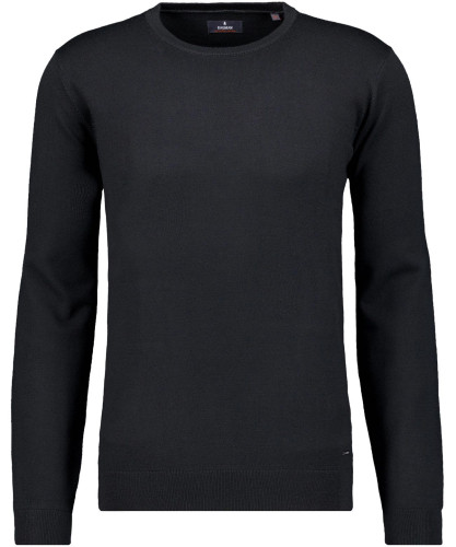 Knitted sweater merino wool, round neck Black-009