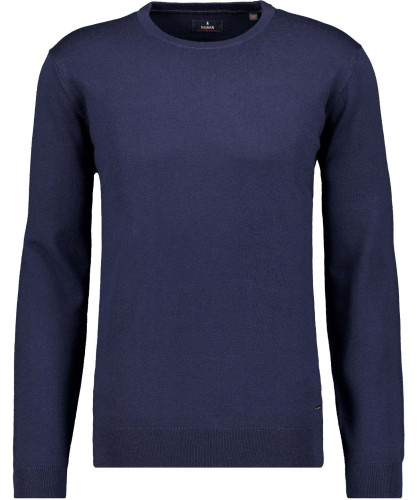 Knitted sweater merino wool, round neck Navy-070