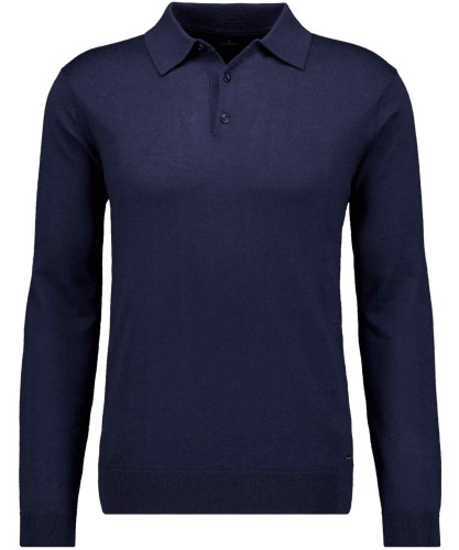 Knitted pullover merino wool with polo collar Navy-070