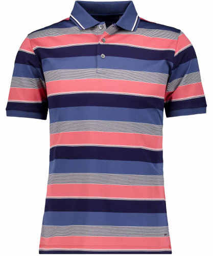 Poloshirt gestreift, mercerisierte Baumwolle Blau-Melange-701