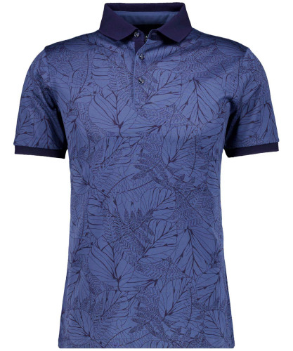 Polo Alloverprint, mercerisierte Baumwolle Mittelblau-726