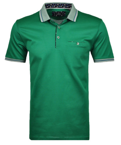 Polo solid with contrast details, mercerized 