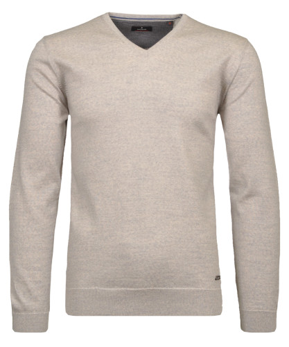 Merino-Pullover V-Ausschnitt Hellgrau-013