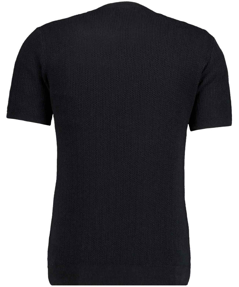 Knitted pullover with round neck, short sleeve