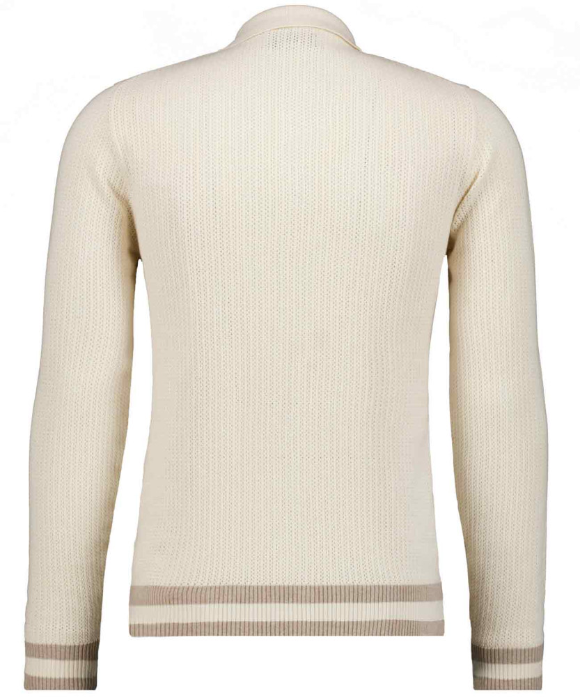 Cardigan with polo collar and tipping