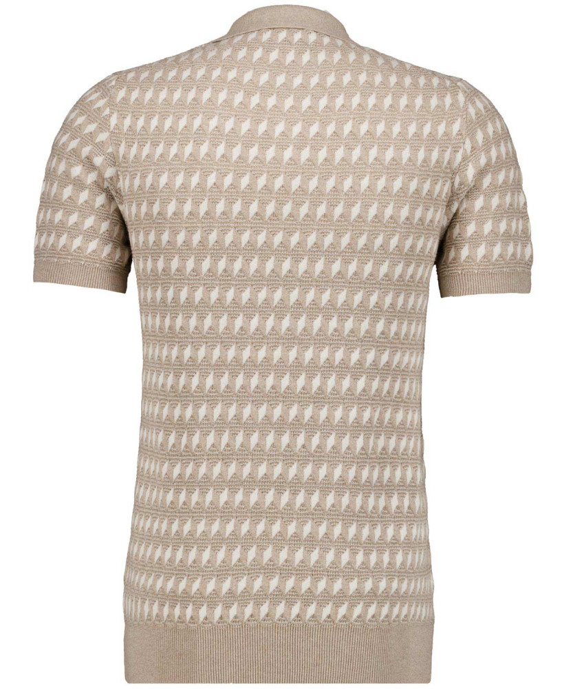 Strickpullover Jacquard mit Resort-Kragen, kurzarm
