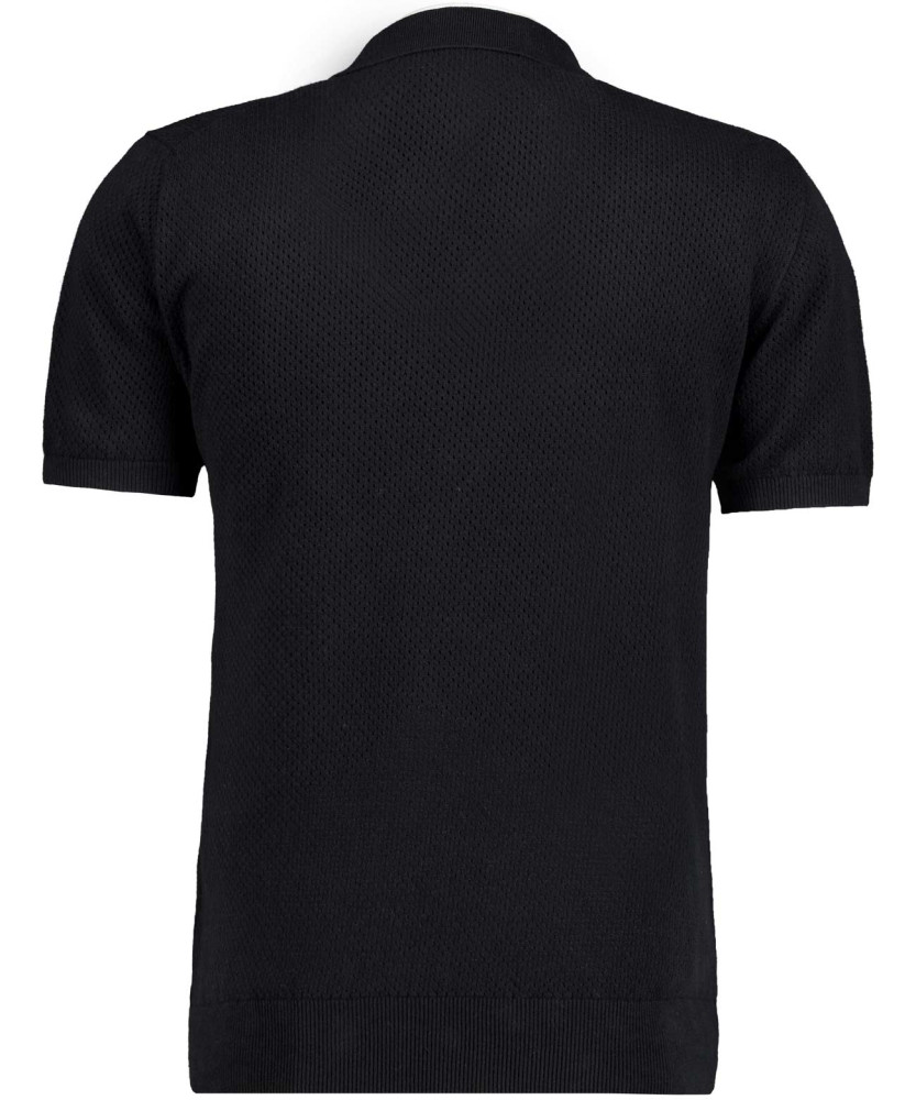Knitted pullover with resort collar, short sleeve