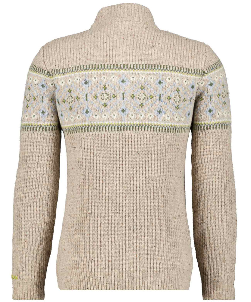 Knitted pullover with troyer collar, jacquard