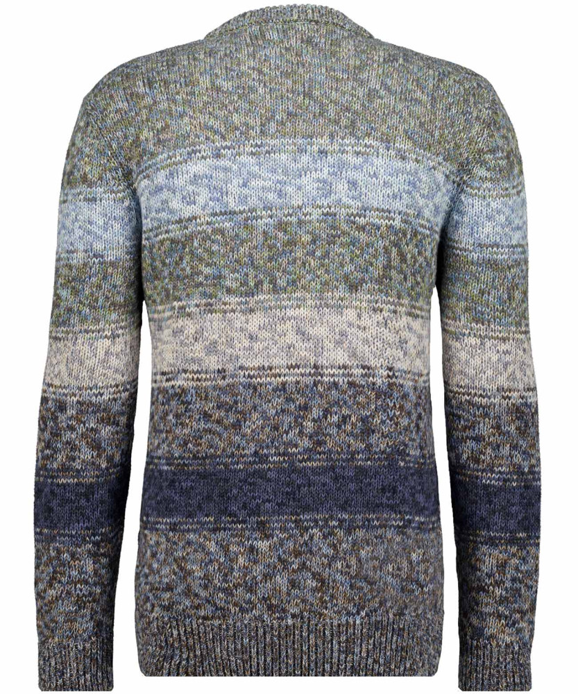 Strickpullover mit Rundhals, Tweed gestreift